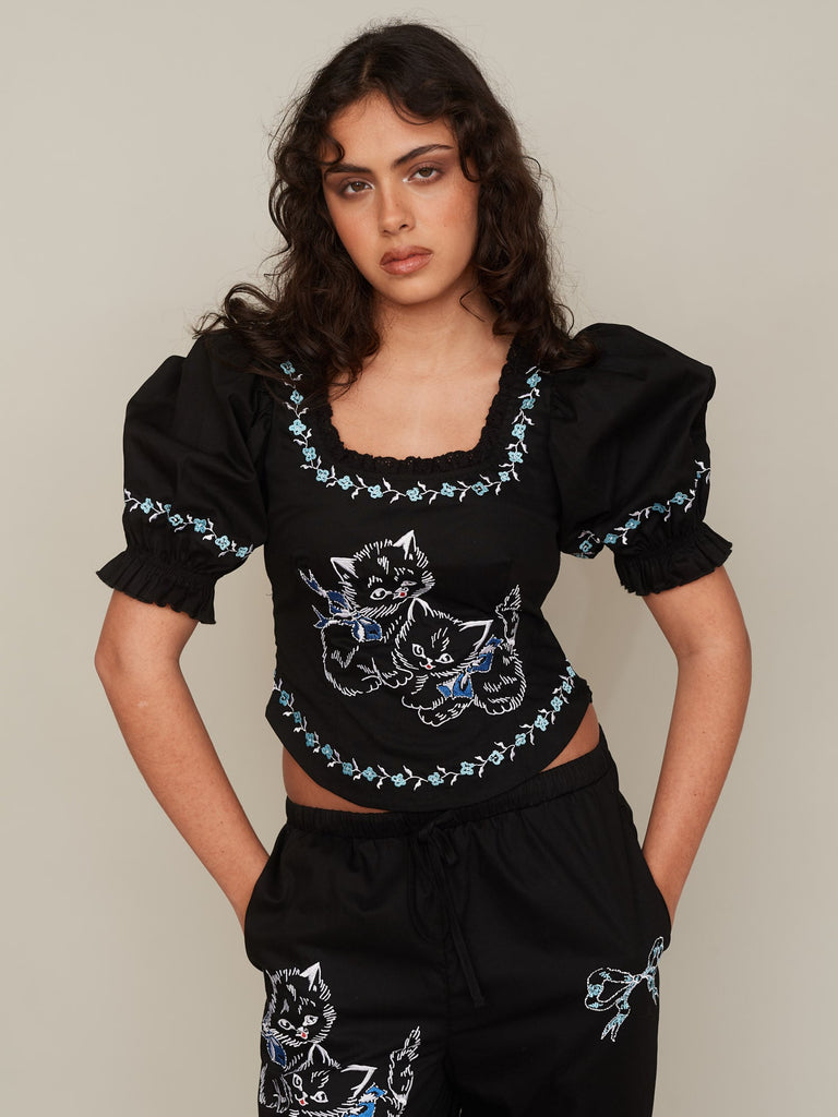 新品未開封 Lotta baby ribbon tops black ANDMARY】Lotta baby ribbon tops