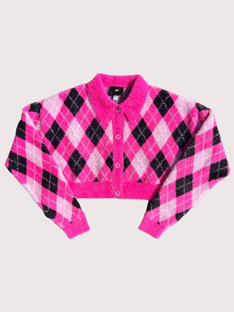 Lizzy Cardigan in Pink and Orange Floral Abstract