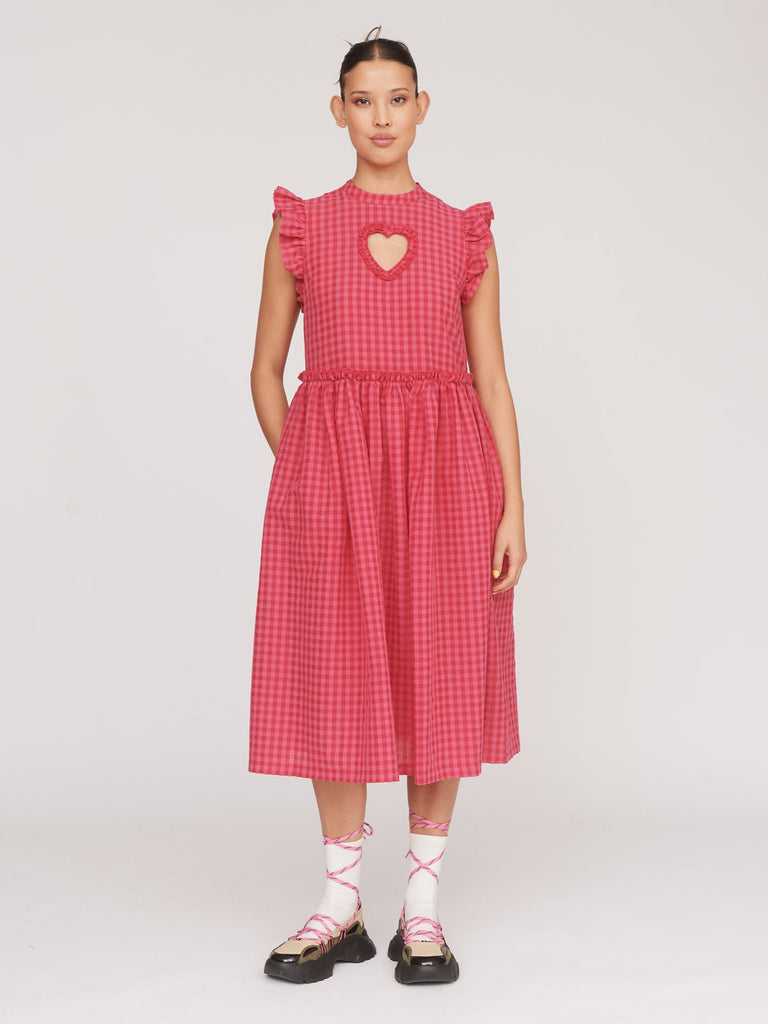 Cut Out Heart Gingham Smock Dress – Lazy Oaf