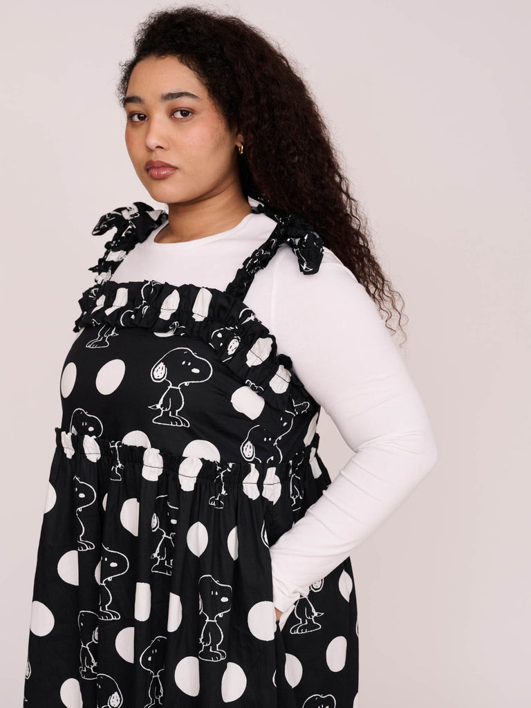 Lazy Oaf x Peanuts Snoopy Spot Frill Midi Dress Lazy Oaf x Peanuts Snoopy Spot Frill Midi Dress