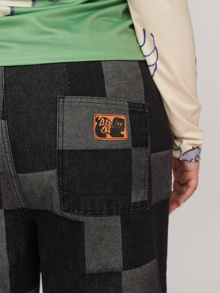 Daily Patchwork Fluffy Mid Waist Loose Denim Jeans