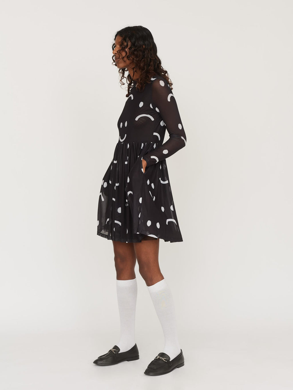 Happy Sad Mesh Smock Mini Dress Lazy Oaf Happy Sad Mesh Smock Mini Dress Lazy Oaf