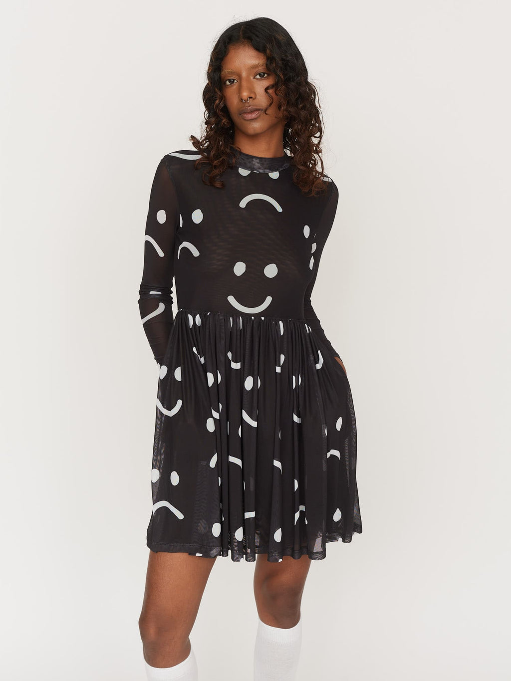 Happy Sad Mesh Smock Mini Dress Lazy Oaf Happy Sad Mesh Smock Mini Dress Lazy Oaf