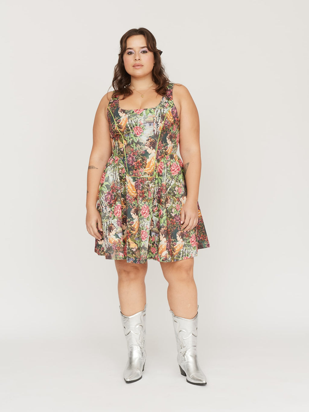 tapestry corset dress Tapestry Corset-Style Dress Lazy Oaf