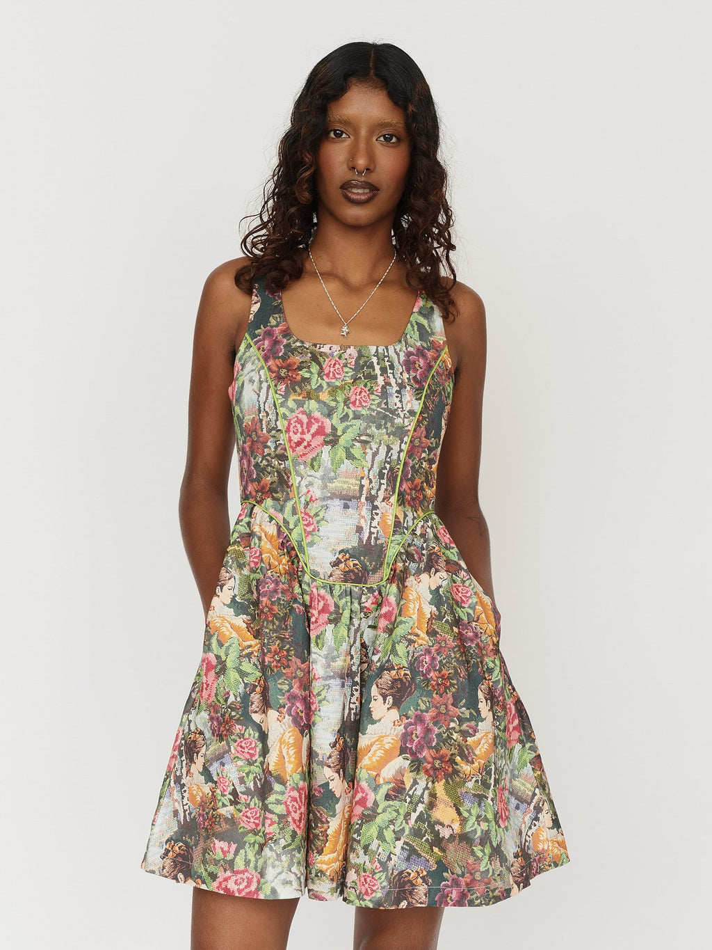 Tapestry Corset-Style Dress Lazy Oaf Tapestry Corset-Style Dress Lazy Oaf