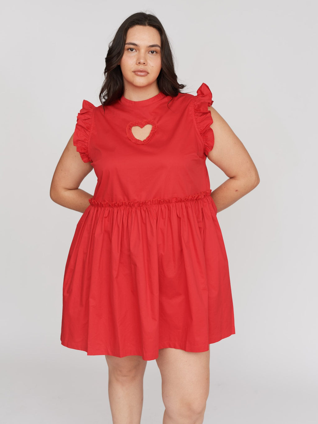 heart cut out dress red Heart Flame Dress Red Cutout Crystal Midi Connie Pena