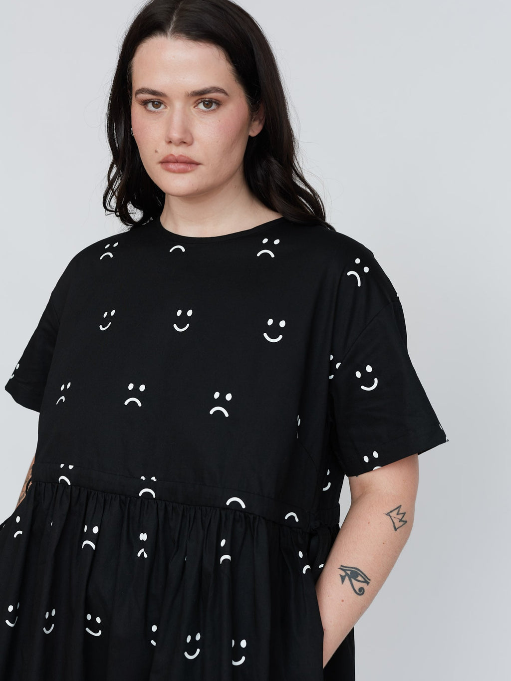 Dress Code Sad Black Happy Sad Side Tie Dress – Lazy Oaf