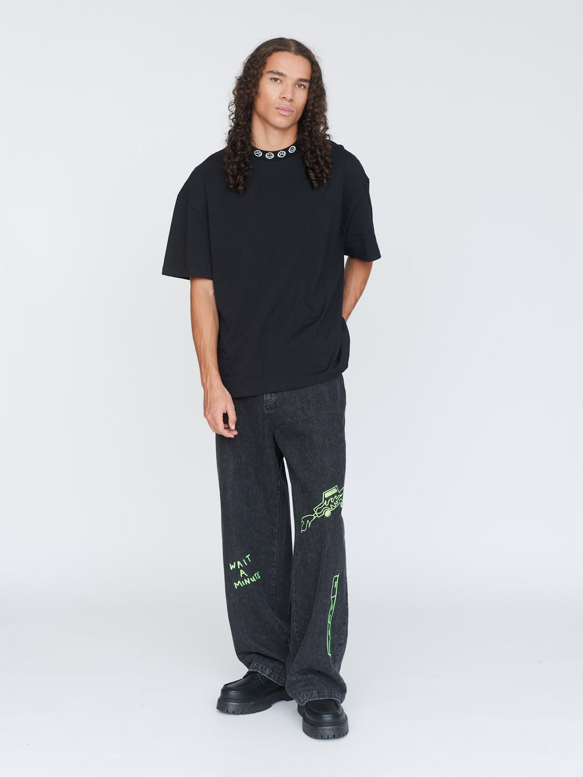 Happy Sad Jacquard Collar T-Shirt