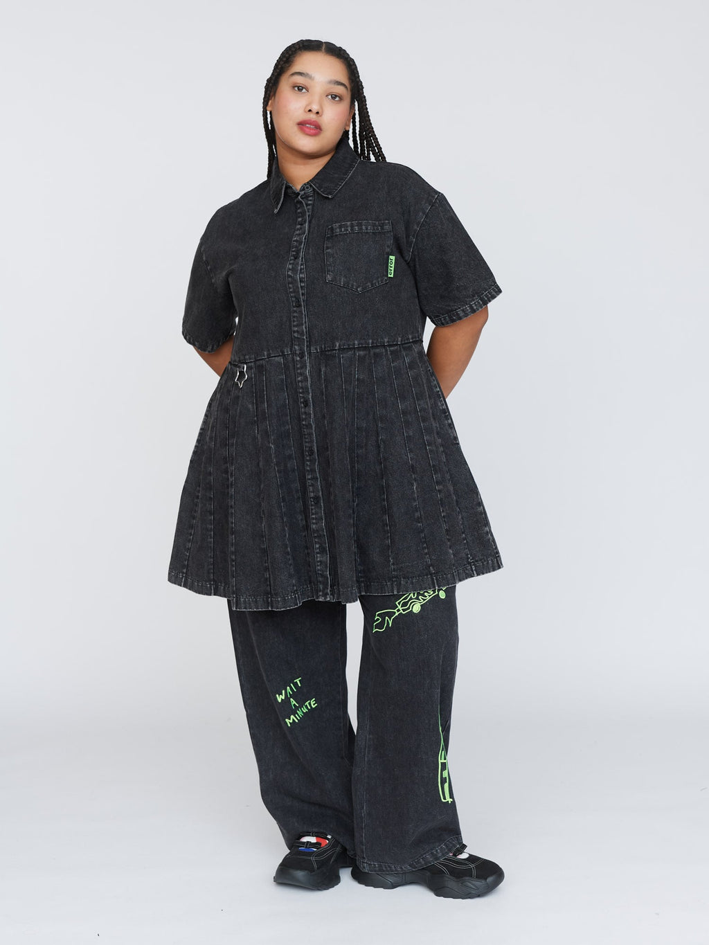 lazy oaf denim dress Creatures Denim Gilet Dress Lazy Oaf