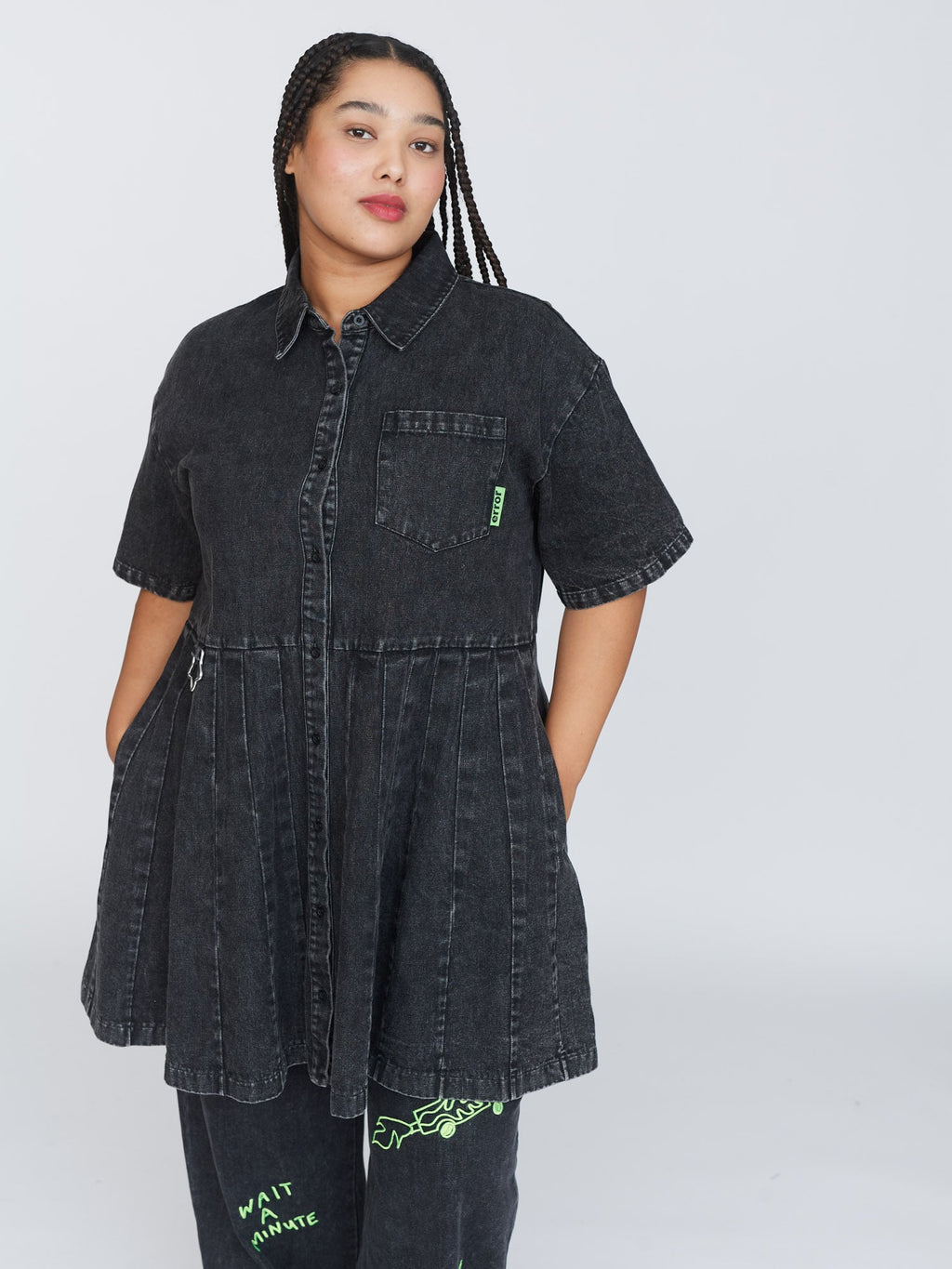 lazy oaf denim dress All Inclusive Denim Dress Lazy Oaf