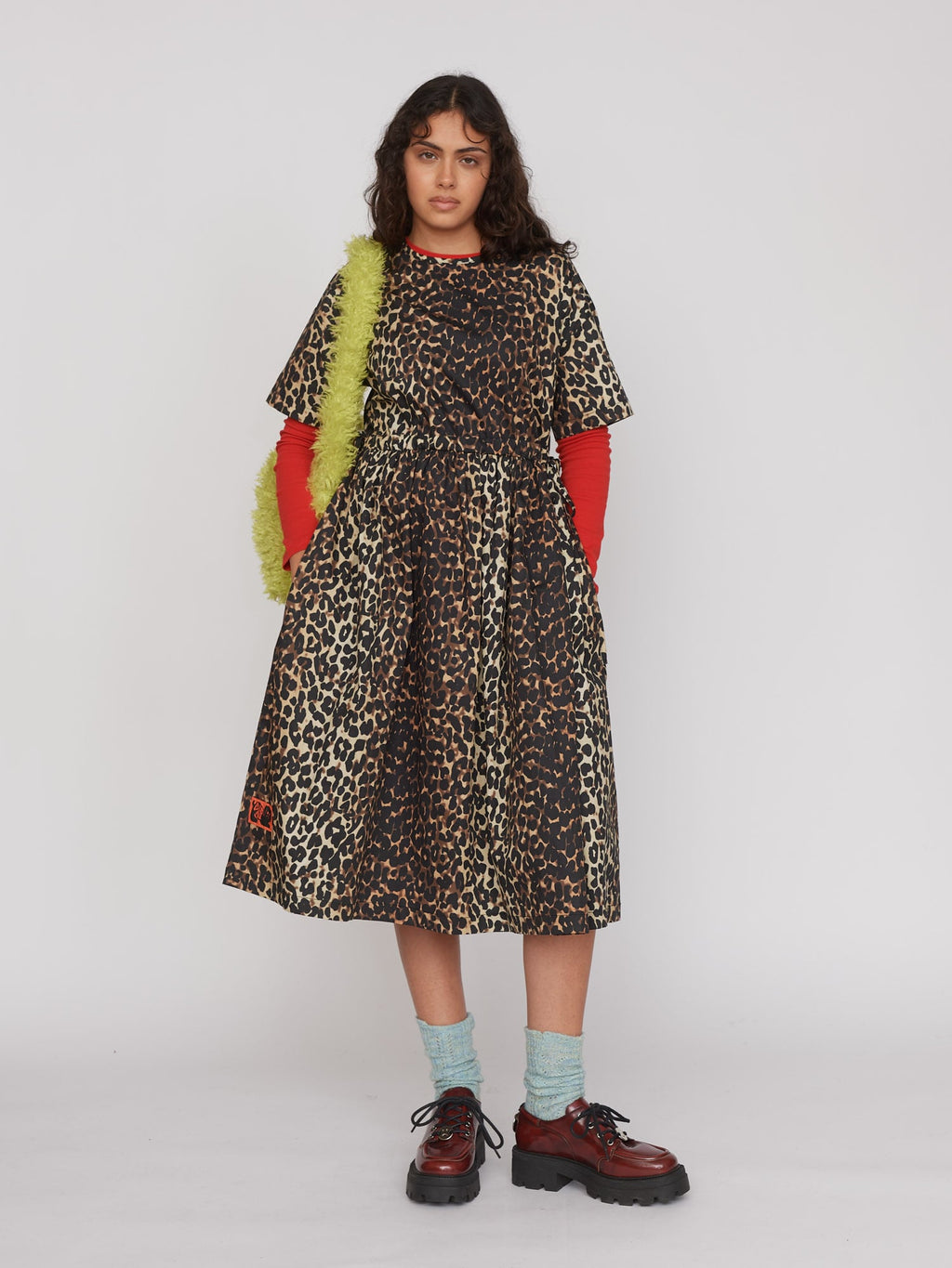 Leopard Side Tie Midi Dress Lazy Oaf Leopard Side Tie Midi Dress Lazy Oaf