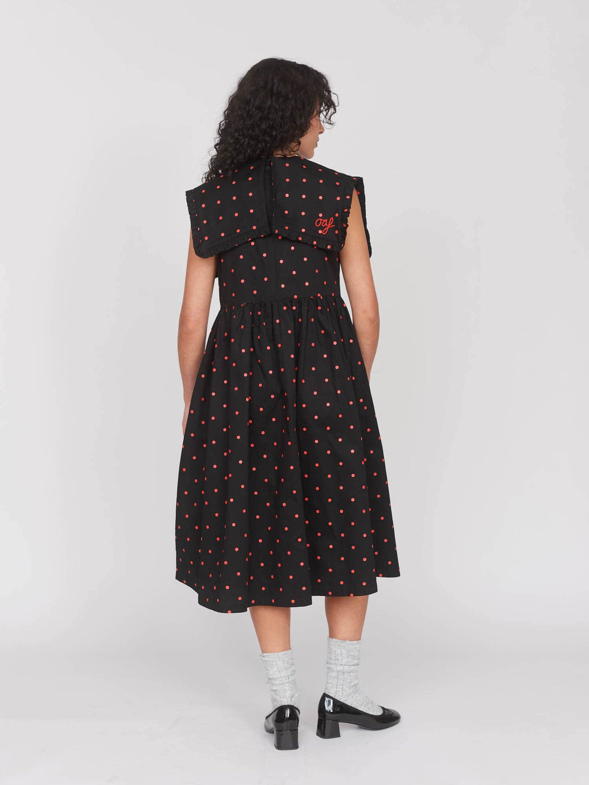 Micro Polka Big Collar Dress