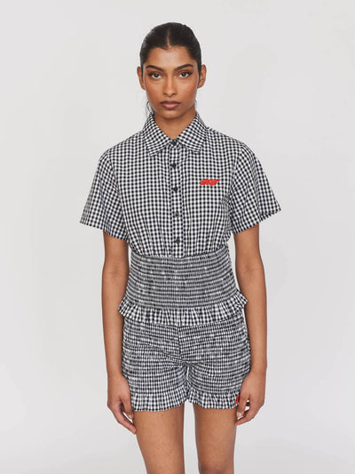 Gingham Shirred Set