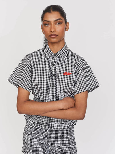 Gingham Shirred Set