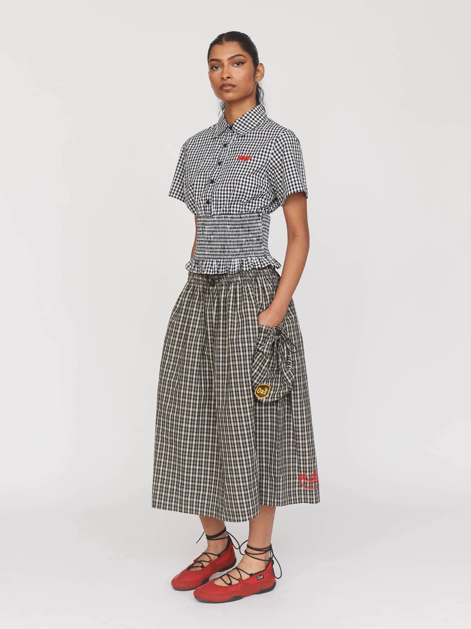 Checked Out Black Skirt – Lazy Oaf