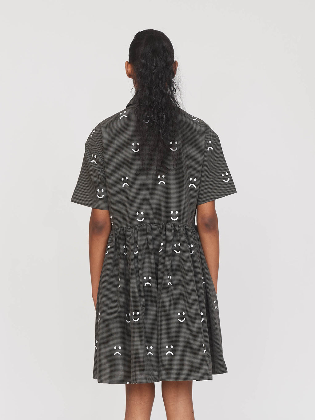 Happy Sad Check Smock Dress