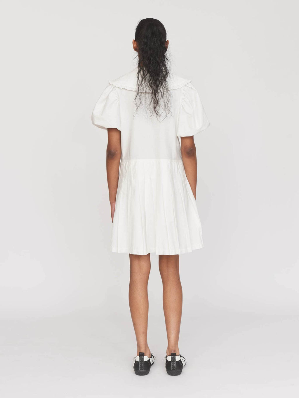 Happy Sad Embroidery Pleated Dress