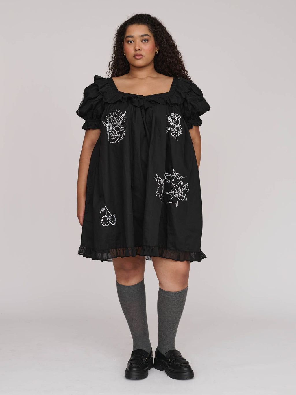 mini dress xxl Nine West Smocked Puffed Sleeve Mini Dress - Size XXL