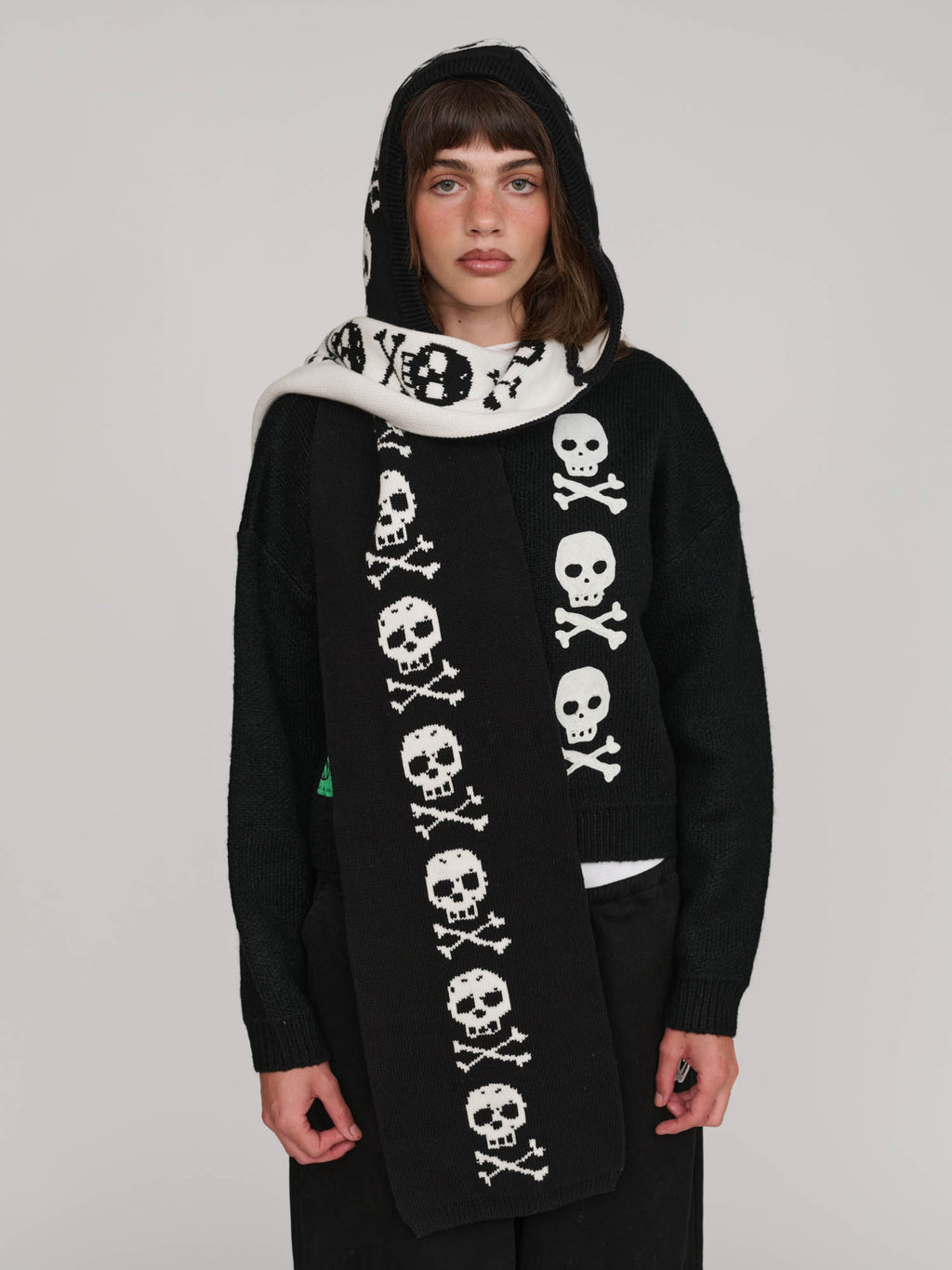 Skull And Crossbones Hooded Scarf