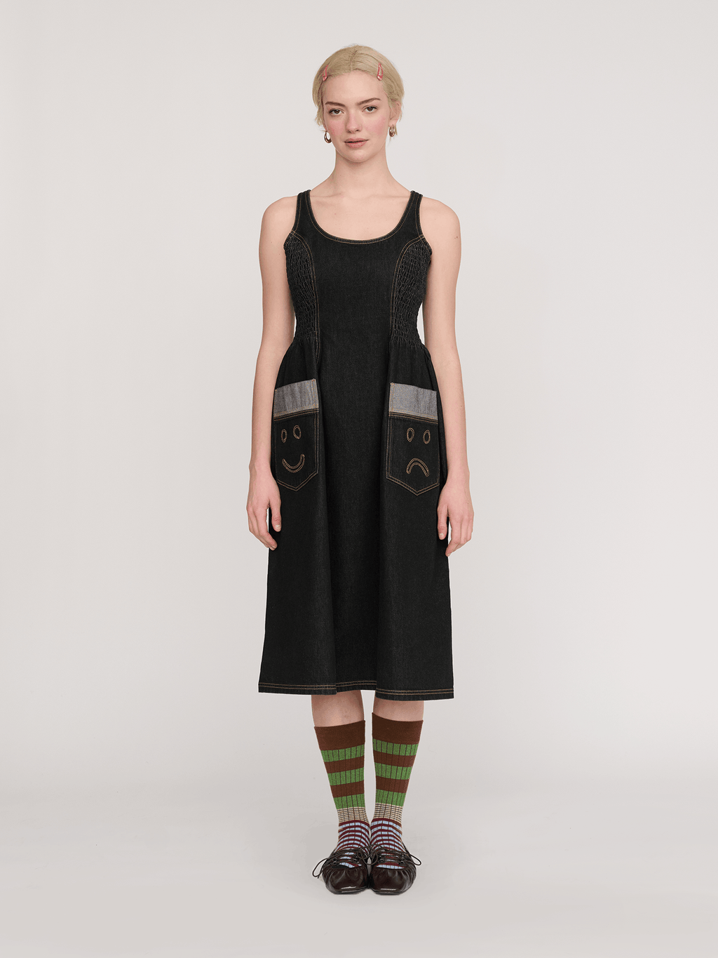 size 6 women dress Happy Sad Sleeveless Denim Dress – Lazy Oaf