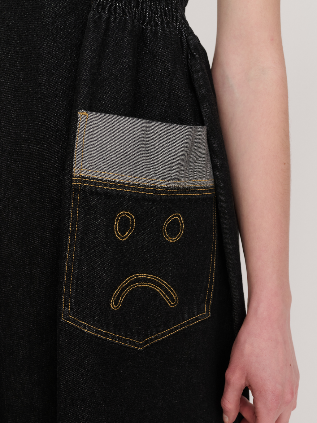 Happy Sad Sleeveless Denim Dress