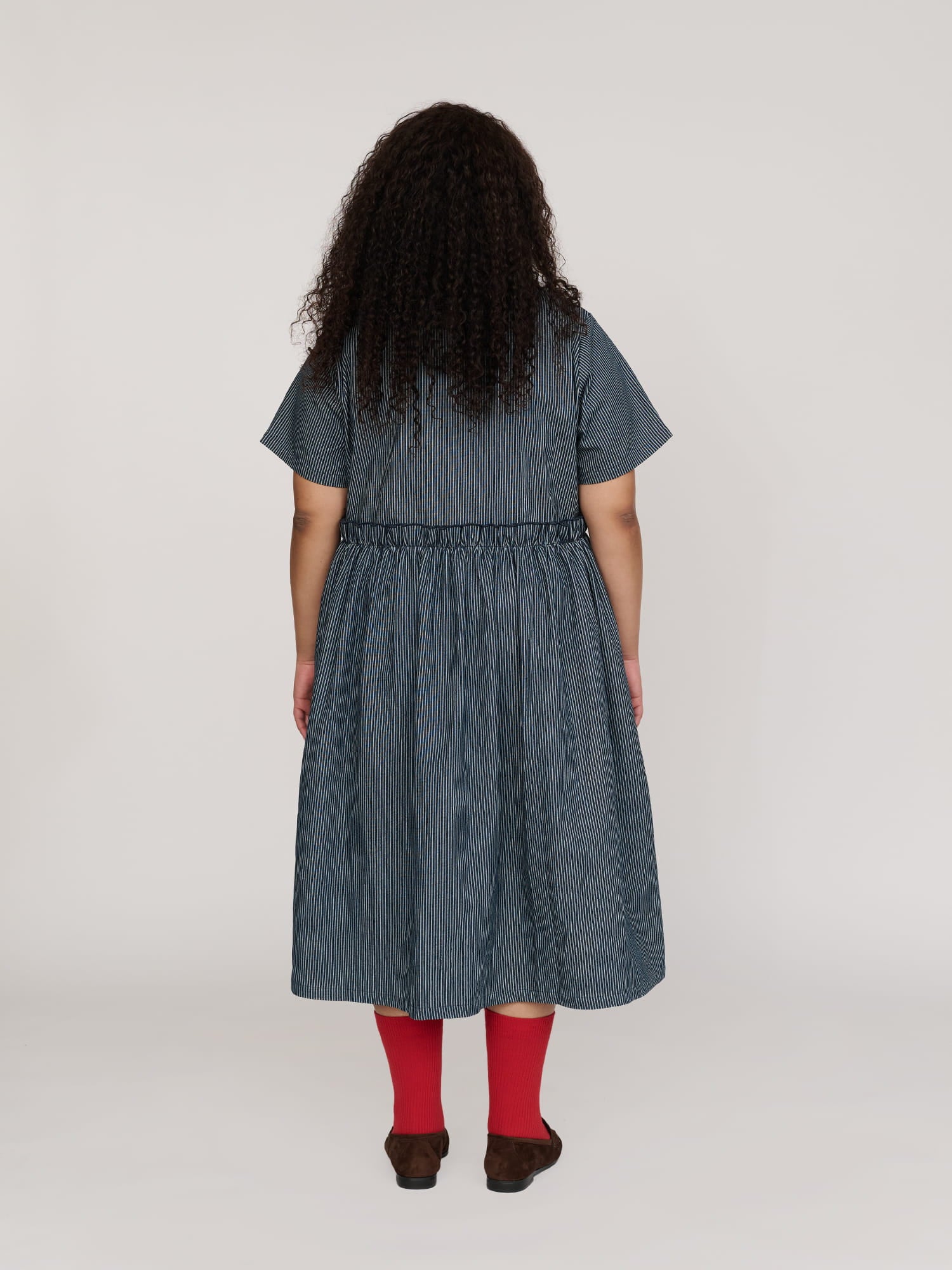 Wavy Pinstripe Midi Dress – Lazy Oaf