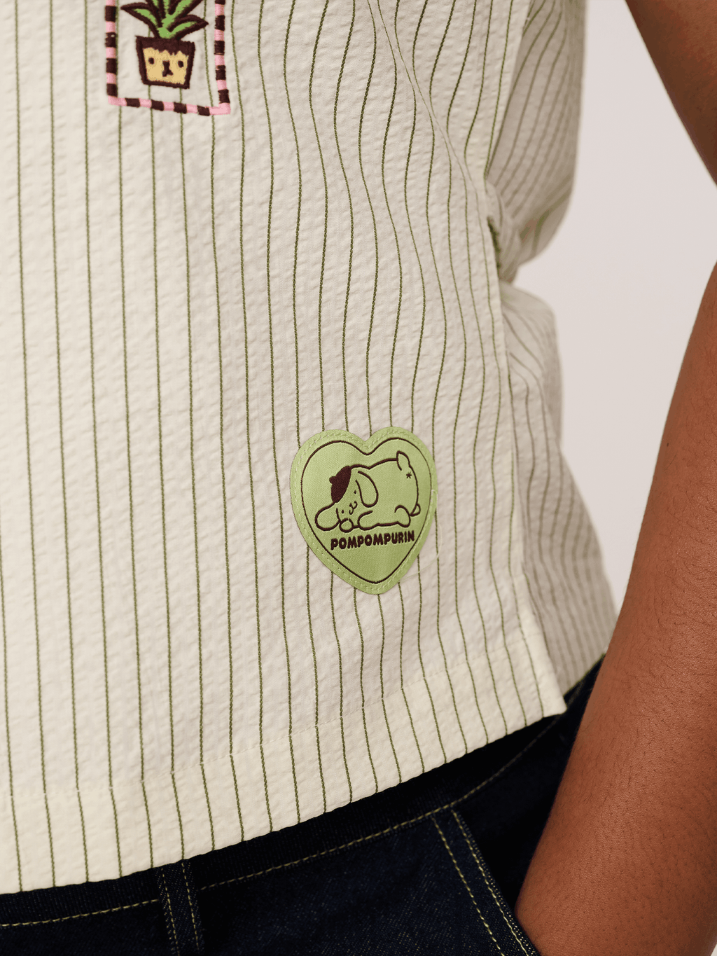 Pompompurin Fitted Pinstripe Shirt