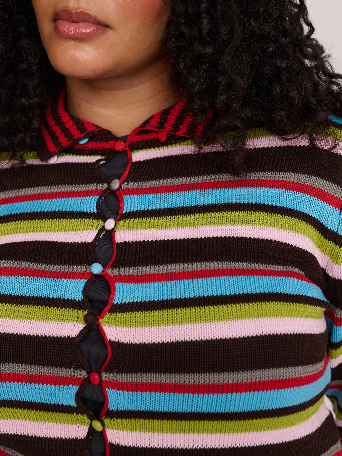 Stripey Button Up Cardigan - Shipping From 30/10