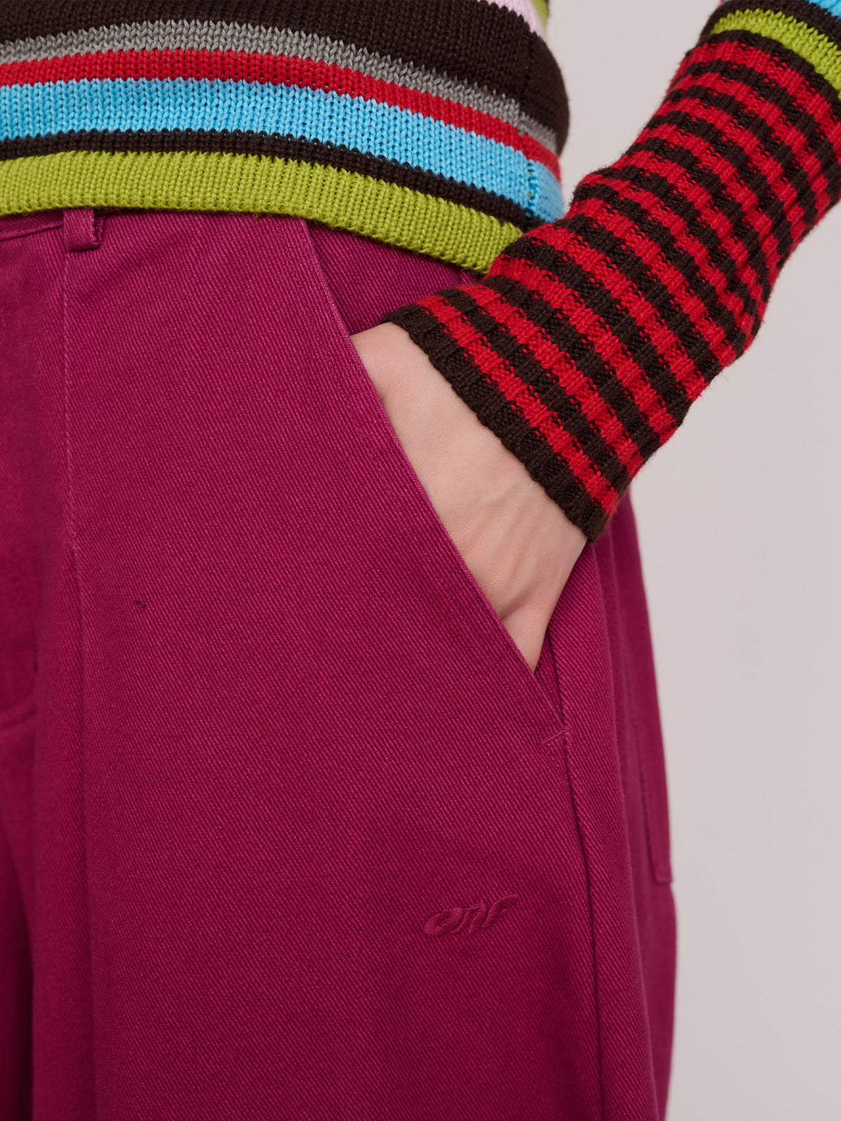Dark Magenta Penny Pleated Trousers