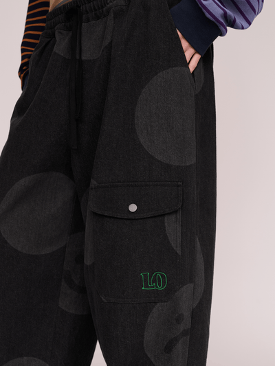 Denim Polka Barrel Pants