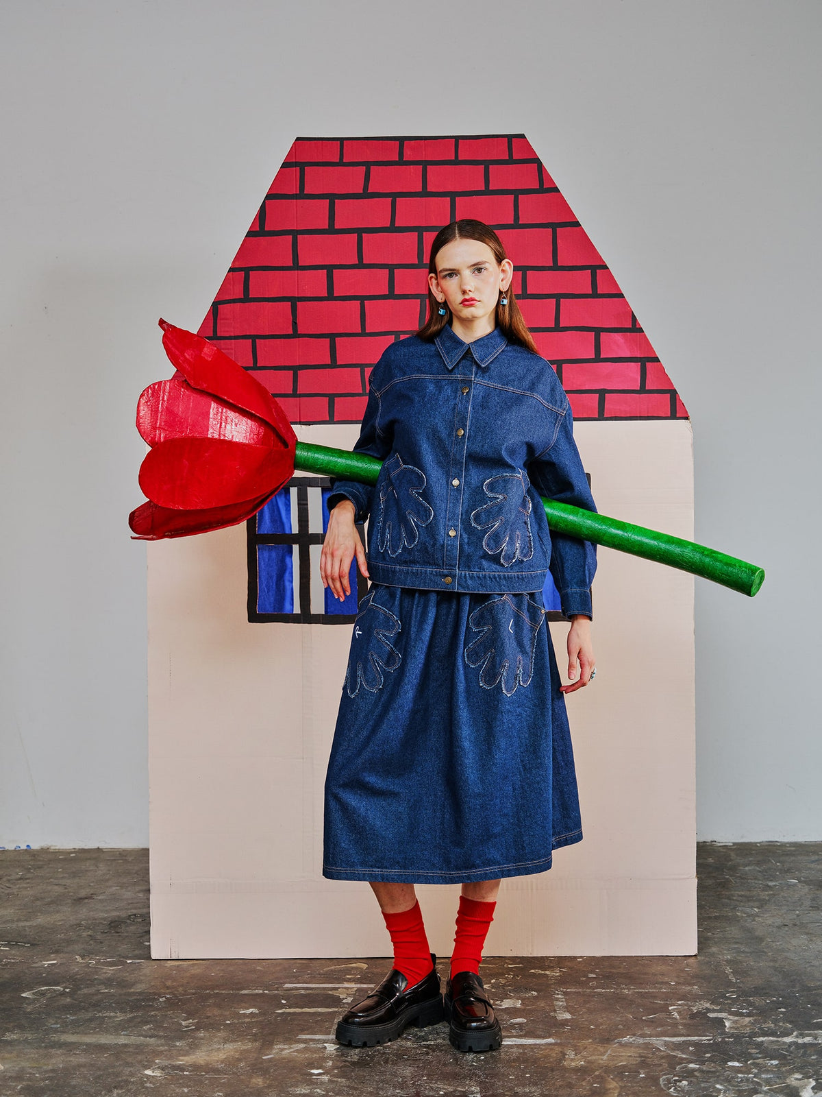Out Of Hand Denim Midi Skirt