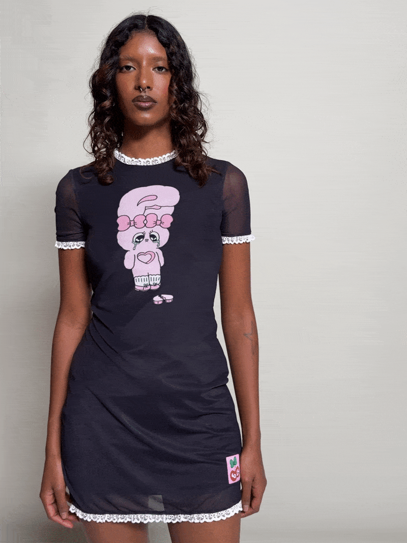 Esther Bunny Fitted Mini Dress Lazy Oaf Esther Bunny Fitted Mini Dress Lazy Oaf