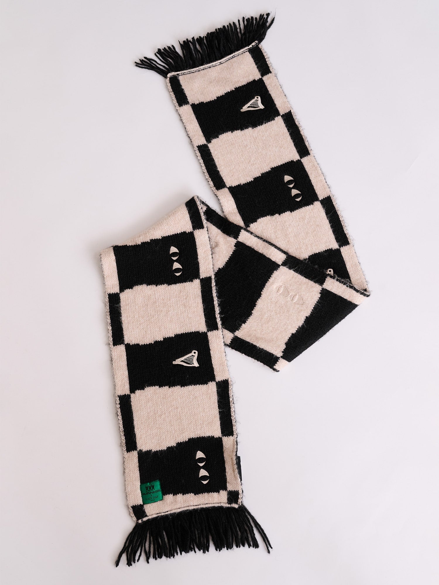 Guinness x Lazy Oaf Checkered Pint Knitted Scarf