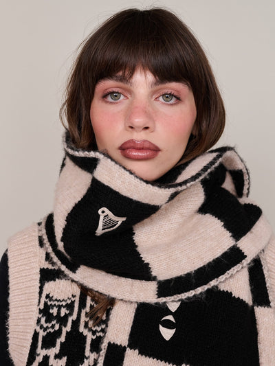 Guinness x Lazy Oaf Checkered Pint Knitted Scarf