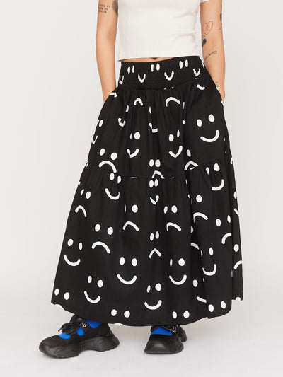 Happy Sad Shirred Maxi Skirt