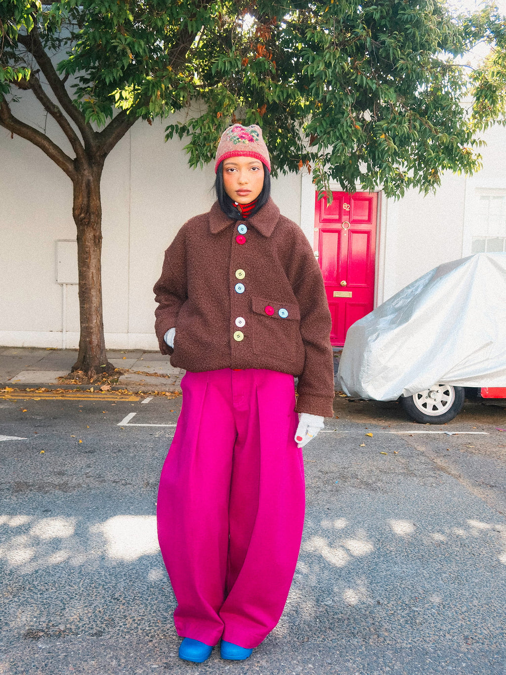 Dark Magenta Penny Pleated Trousers