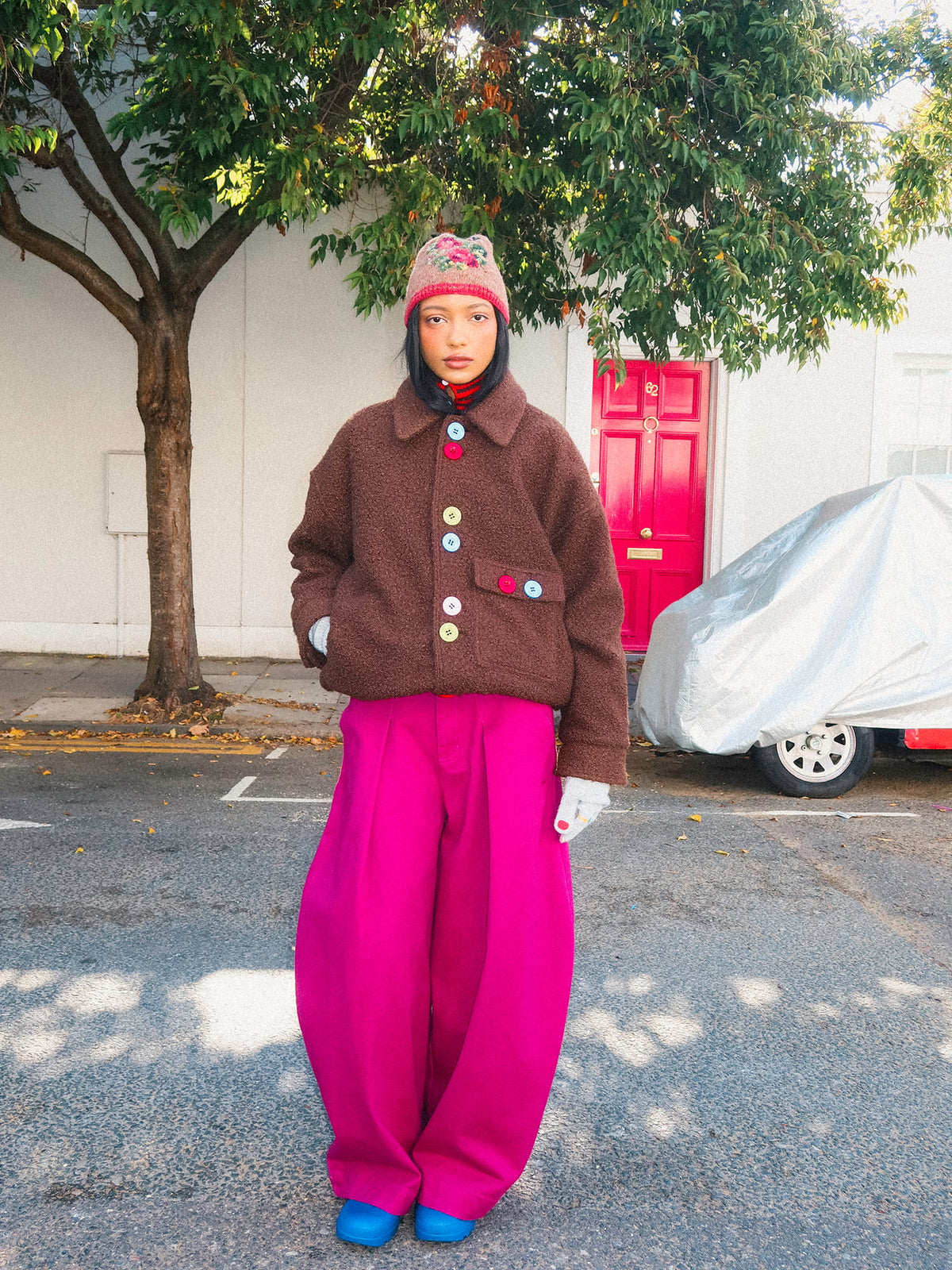 Dark Magenta Penny Pleated Trousers