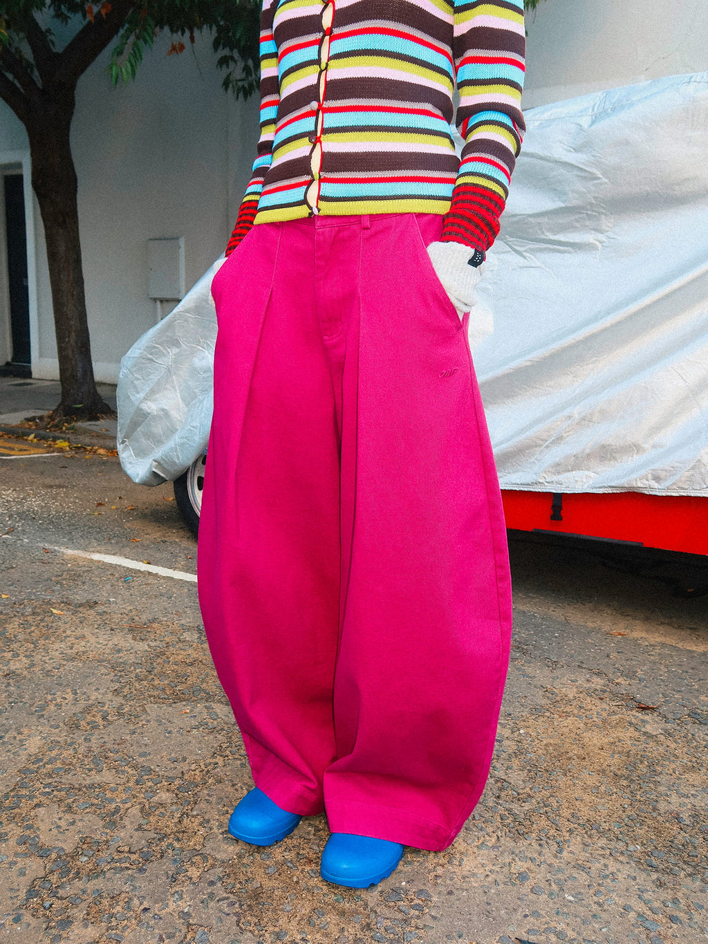 Dark Magenta Penny Pleated Trousers