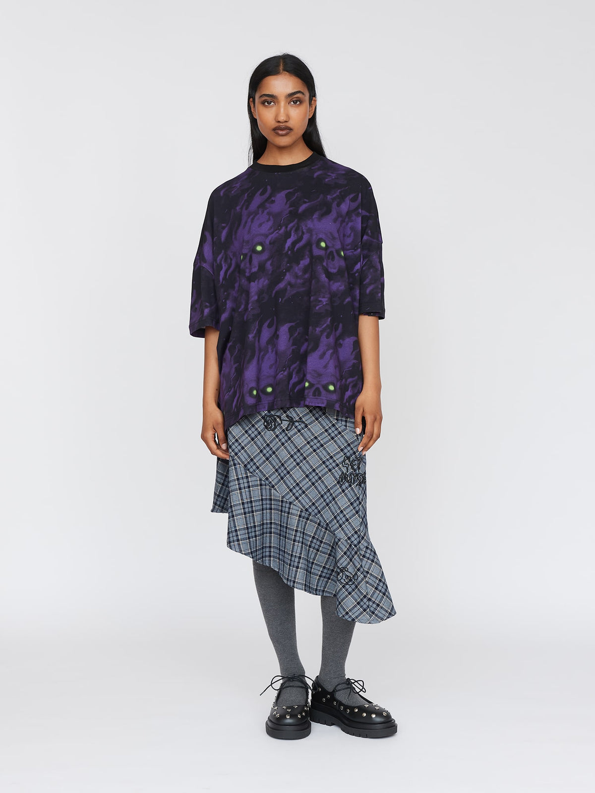 Flaming Skull Big Square Tee