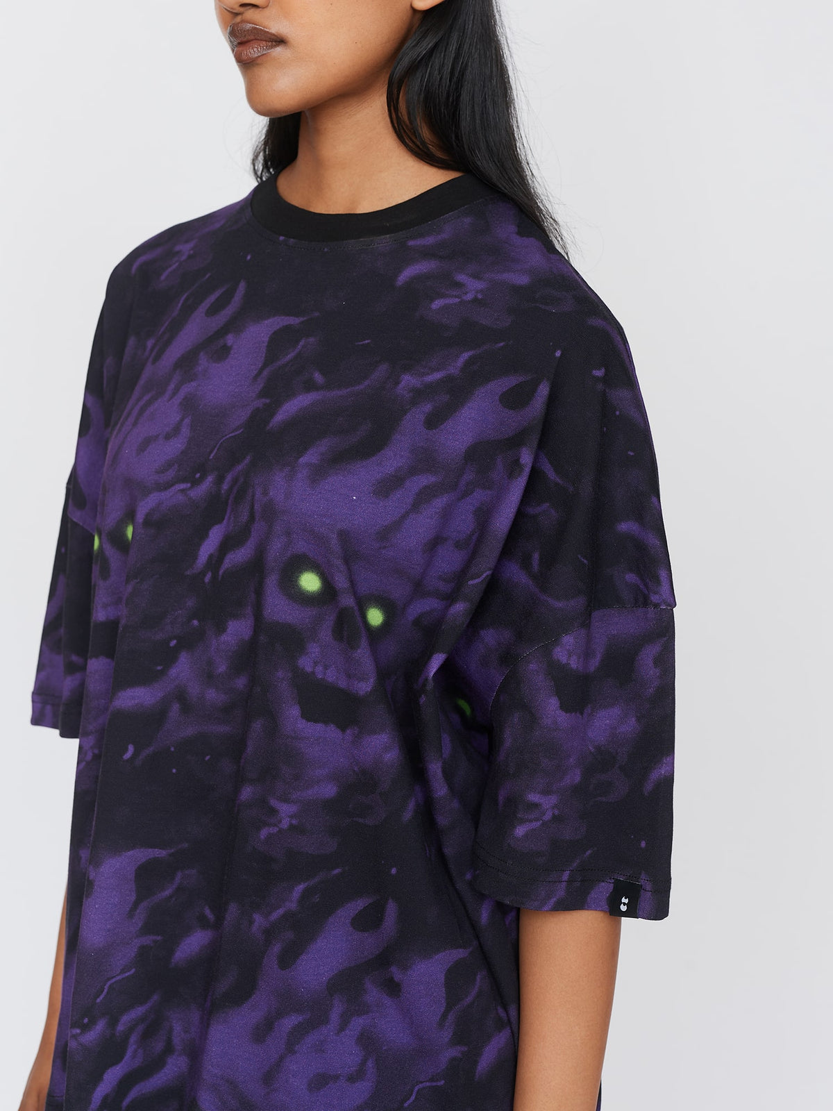 Flaming Skull Big Square Tee
