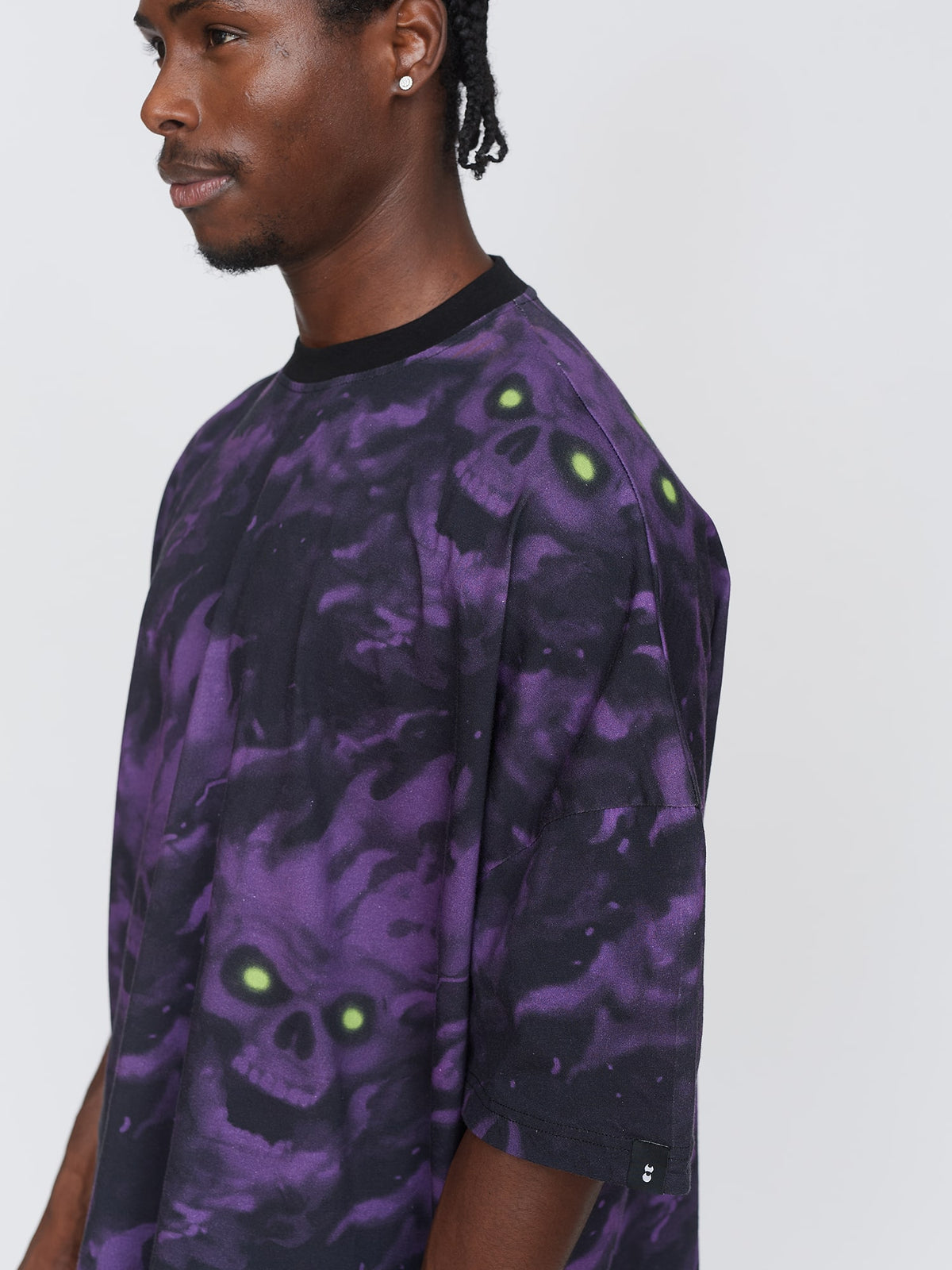 Flaming Skull Big Square Tee
