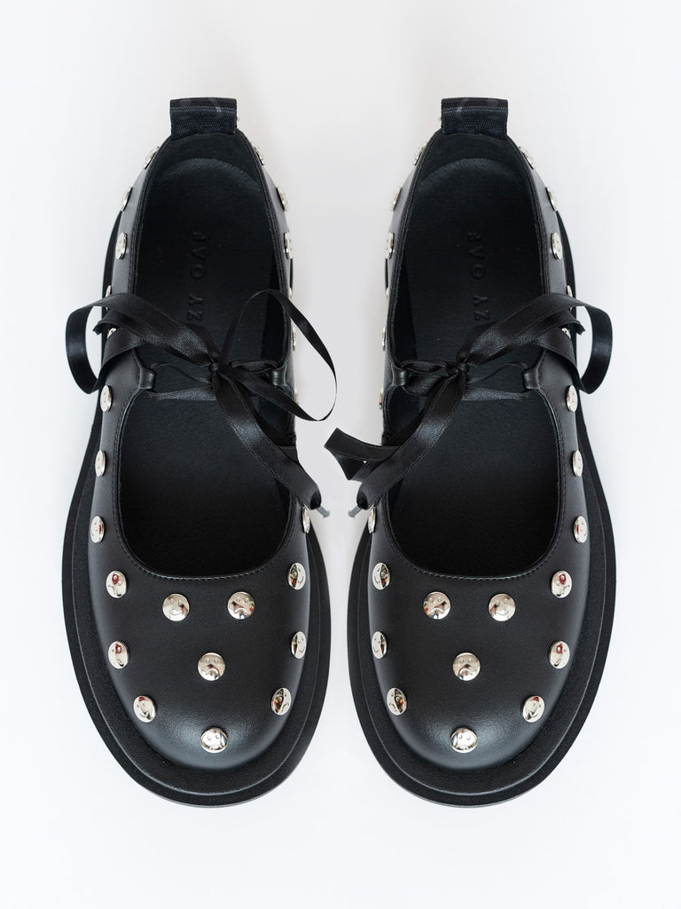 Classic Eyelet Studded Leather Mary Jane
