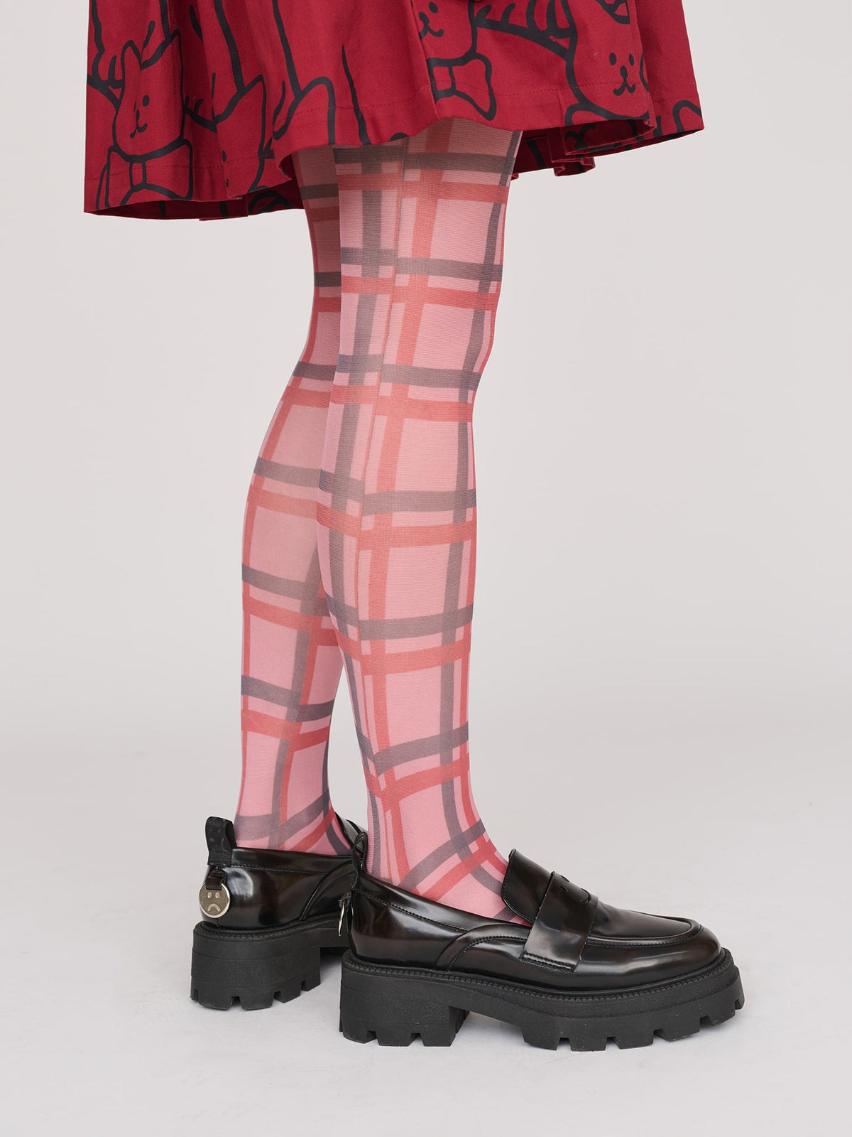 Red And Pink Check Tights