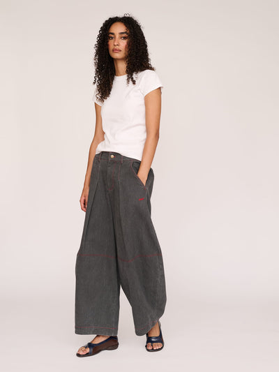Penny Contrast Stitch Pleated Trousers
