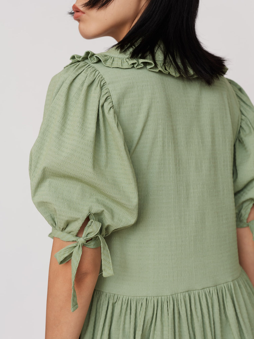 ruffle detail smock mini dress Burgundy Ruffle Detail Smock Mini Dress