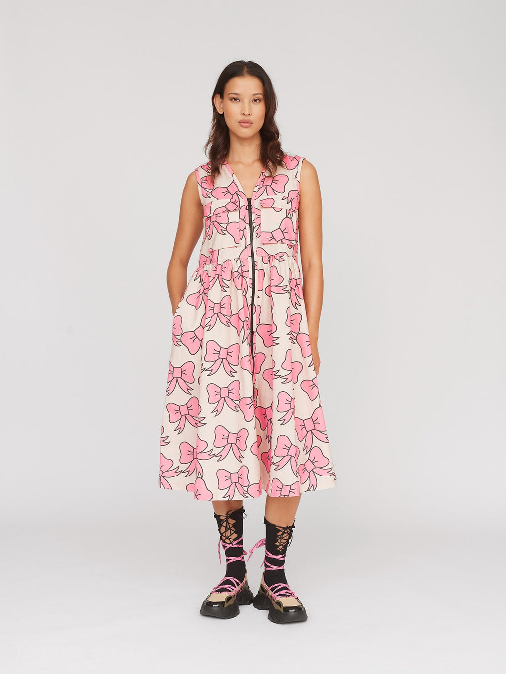 lazy oaf pink dress Pink Polka Dot Ruffle Collar Dress Lazy Oaf