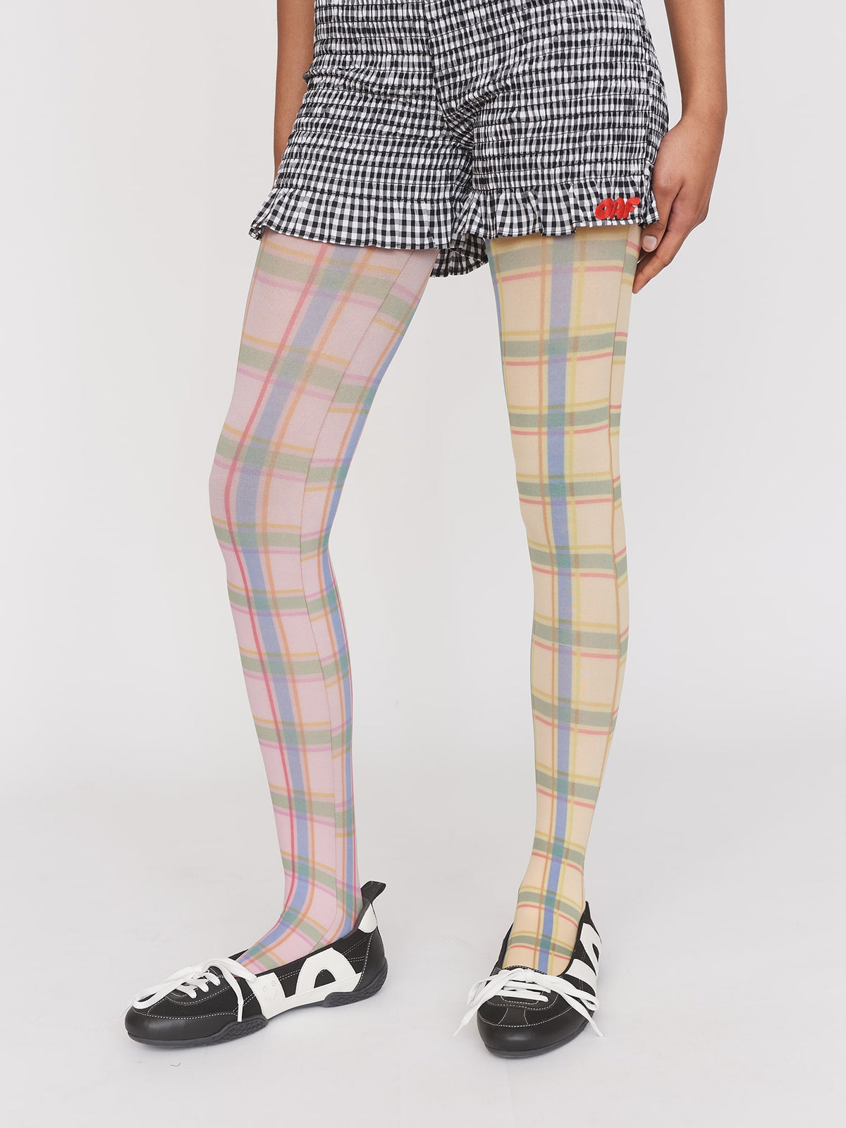 Mixed Up Check Tights