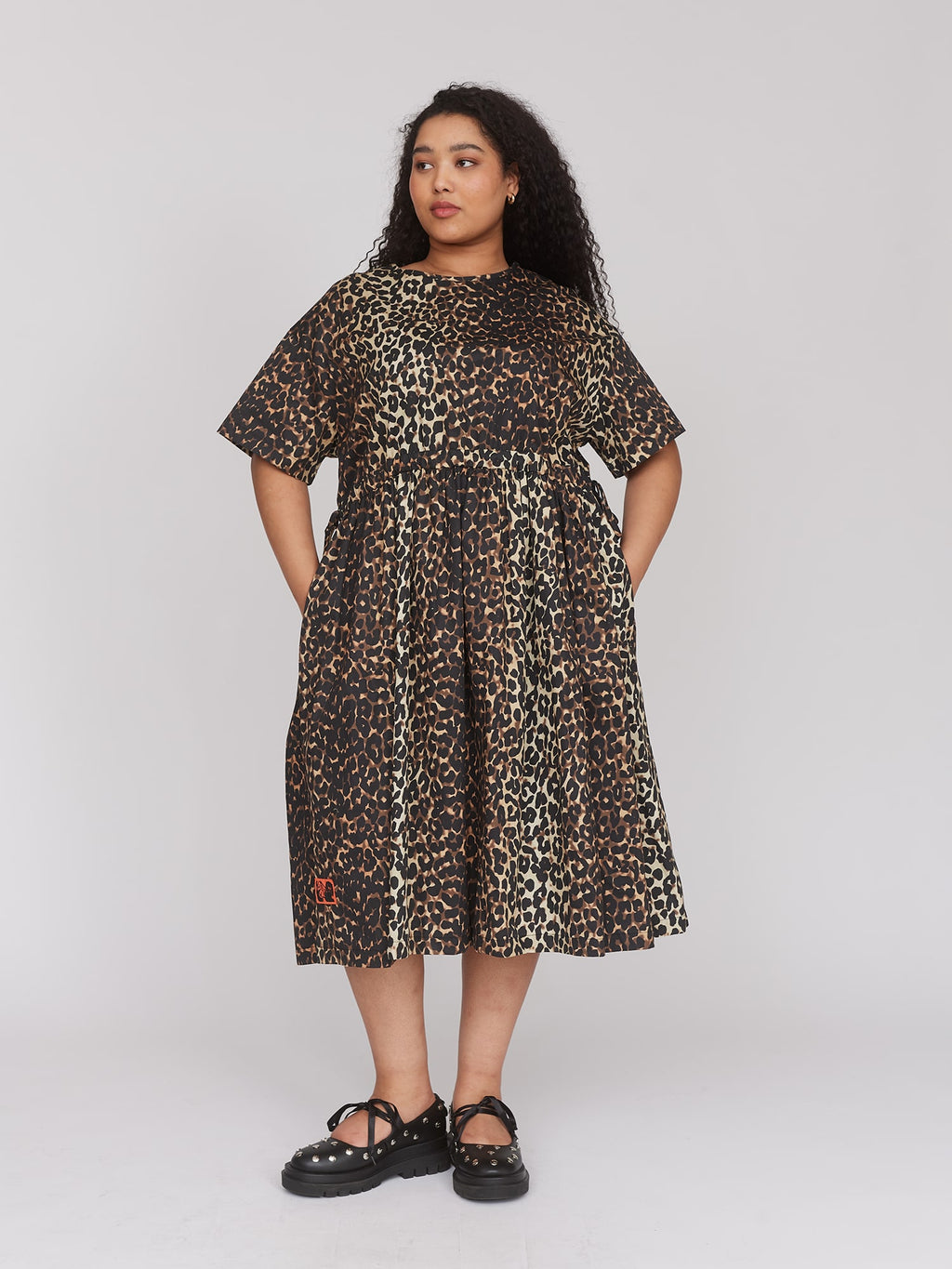 Leopard Side Tie Midi Dress