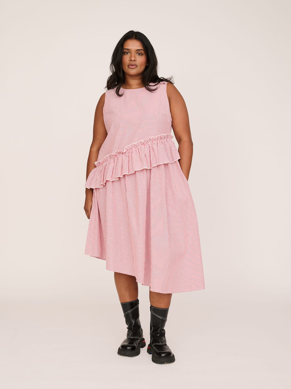 Asymmetric Pinstripe Midi Dress – Lazy Oaf
