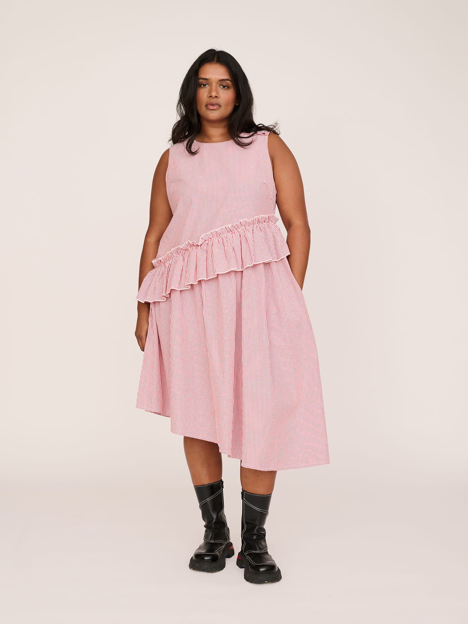 Asymmetric Pinstripe Midi Dress – Lazy Oaf